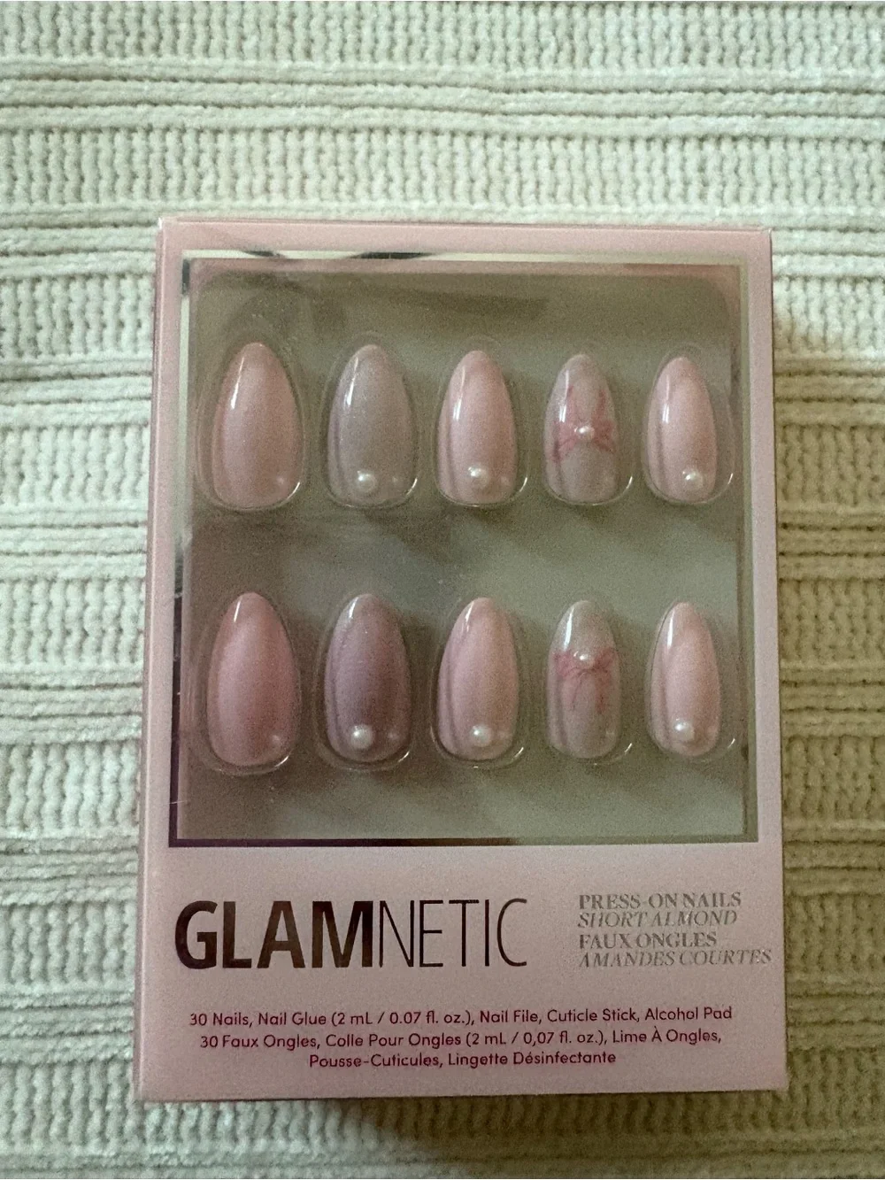 New Glamnetic Pink Pearl Press-On Nails Love Knot